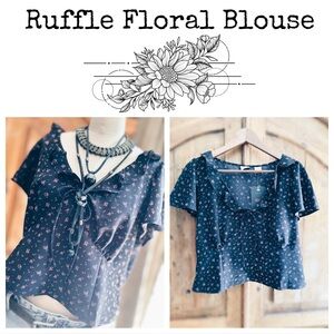 Blouse floral side zip